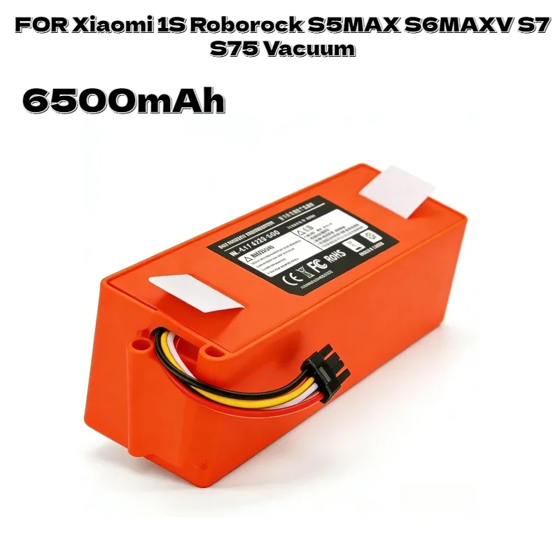 

High Performance 14.4V 6500mAh Upgraded Replacement Battery Fit Xiaomi 1S Roborock S5MAX S6MAXV S7 S75 Vacuum Spare Accessories