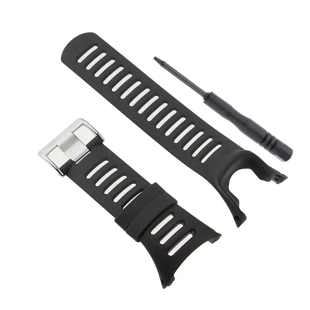 Soft Silicone Wristwatch Bands 24mm Breathable Rubber Strap Quick Install Stainless Steel Clasp for Everyday Use