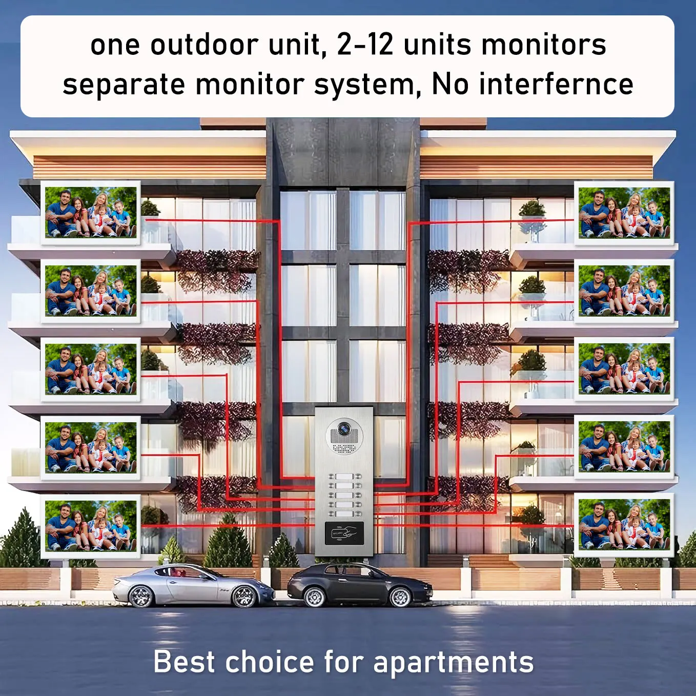 ANJIELO 1080P Tuya هاتف باب ذكي يتضمن شاشة عرض فيديو لجرس الباب المعدني متعدد الشقق نظام اتصال داخلي عبر الفيديو شاشة 7 بوصة