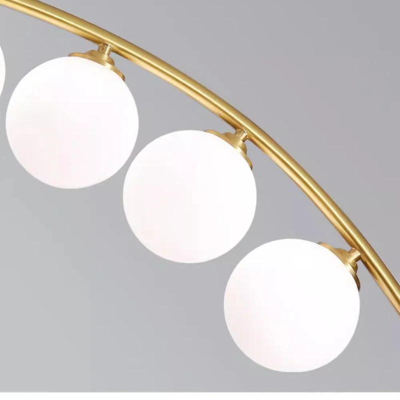 Nordic Minimalist Restaurant Long Strip Ceiling Light Creative Bar Counter Curved Ball in Ball Glass Bubble Lamp Pendant Light