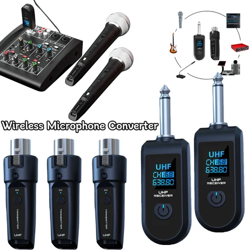 Imagen 2 del producto Convertidor inalámbrico de micrófono profesional, transmisor receptor XLR para micrófono dinámico/condensador, mezclador de Audio de guitarra, sistema PA