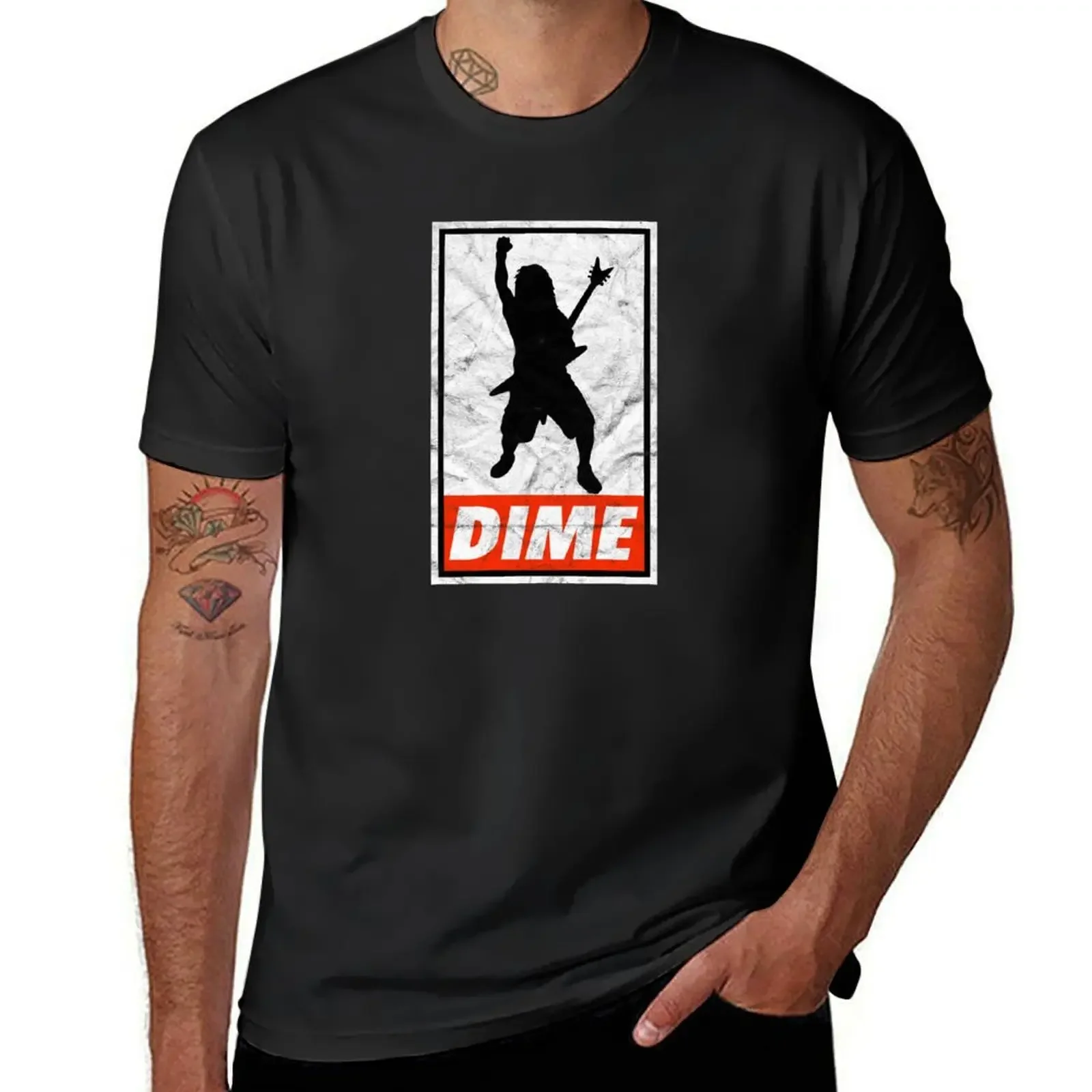 Dime [Black Worn Look] T-Shirt summer clothes summer top Blouse Short sleeve tee clothing for men