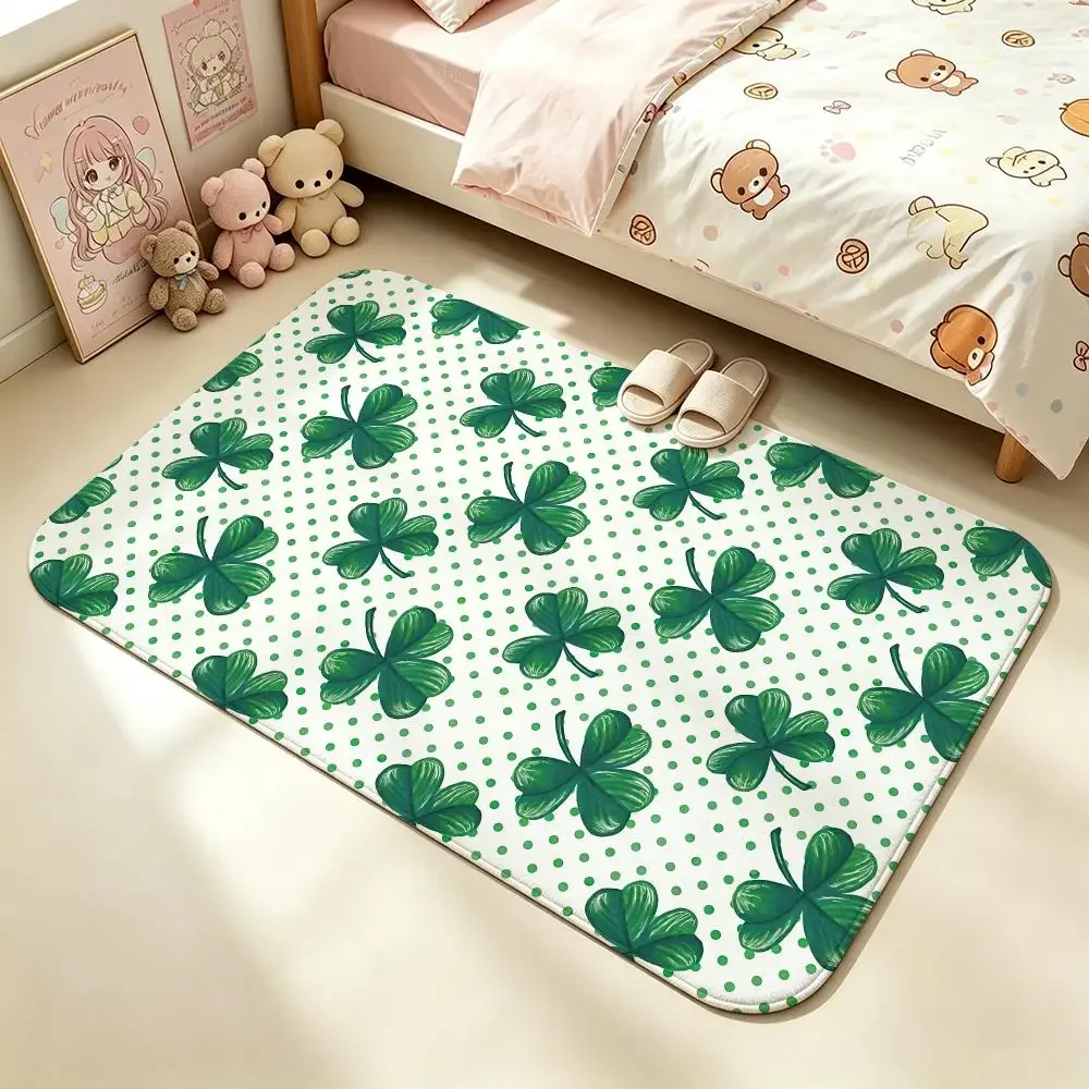 four leaf clover Floor Mat Soft Non-Slip Bath Mat, Bedside Carpet, Absorbent Doormat for Home