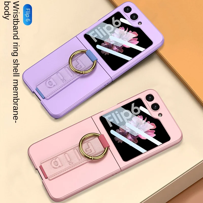 حافظة هاتف بحزام معصم رفيع لهاتف سامسونج جالاكسي Z Flip 6 5 Flip6 Flip5 5G غطاء جلدي مقاوم للصدمات #3