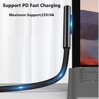 Durable USB Type C Power Supply Charger Adapter 102W 15V 4A PD Charging Cable for Microsoft Surface Pro 7/6/5/4/3 Book/Book 2