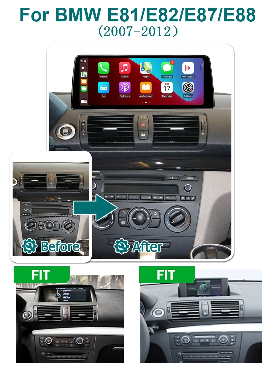 1920*720P Bildschirm Auto Radio Drahtlose Carplay Android 14 Auto Stereo Für BMW 1 Serie E81 E82 e87 E88 2007-2012 Multimedia Player – Detail 1
