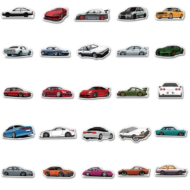 50 Car Pattern Graffiti Graffiti Stickers Cartoon JDM Car Trunk Skateboard Guitar Computer Sticker