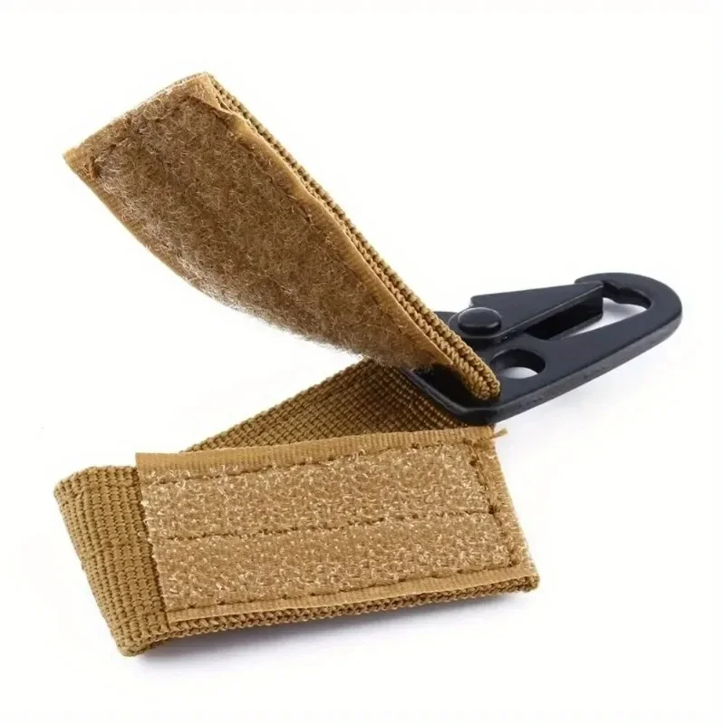 Tactical Fanny Pack Metal Clip Hook Cover Nylon Backpack Hiking Phone Bag Tactical Gear Hook and Loop Key Chain Black Metal Hook