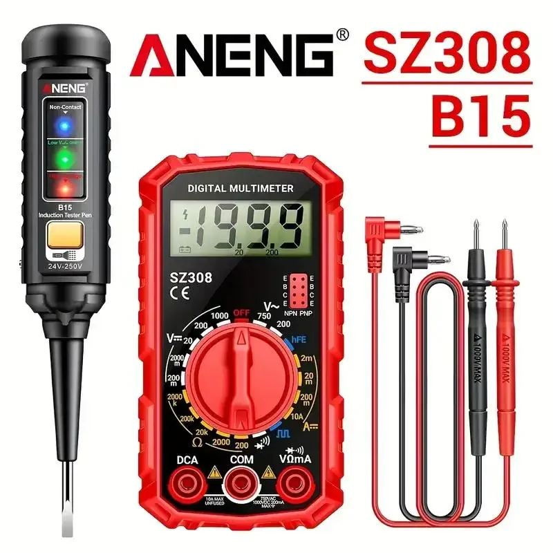 

ANENG SZ308+B15 Multimeters Tester Pen Suit 1999 Counts 24-250V Voltage Detector Meter Diagnostic Breakpoint Finder Square wave