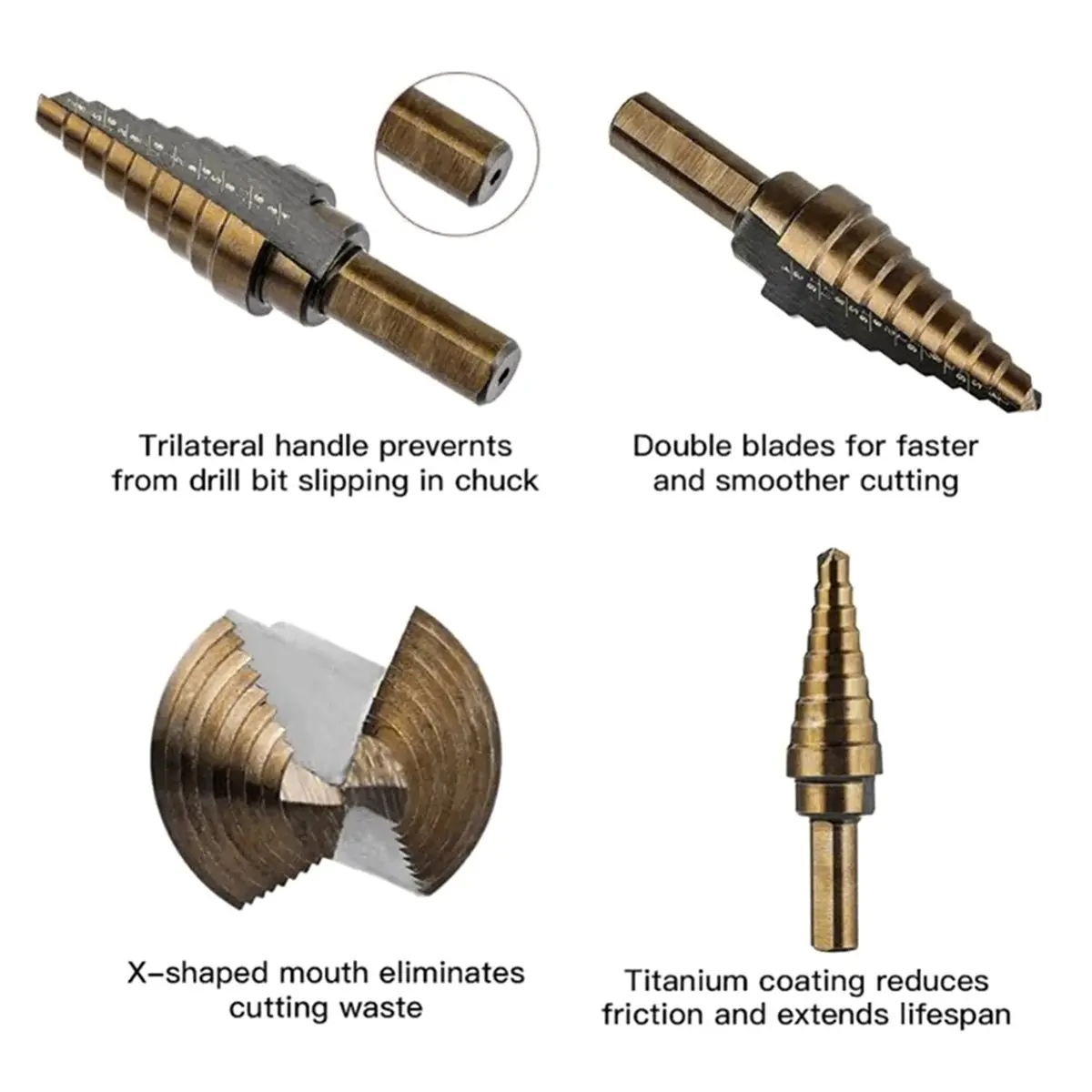 【COUNTDOWN DEAL】 Cobalt Multiple Hole Step Drill Set Tools Aluminum Case. Metal Hole Cutter Core Cone Drilling Tools Set