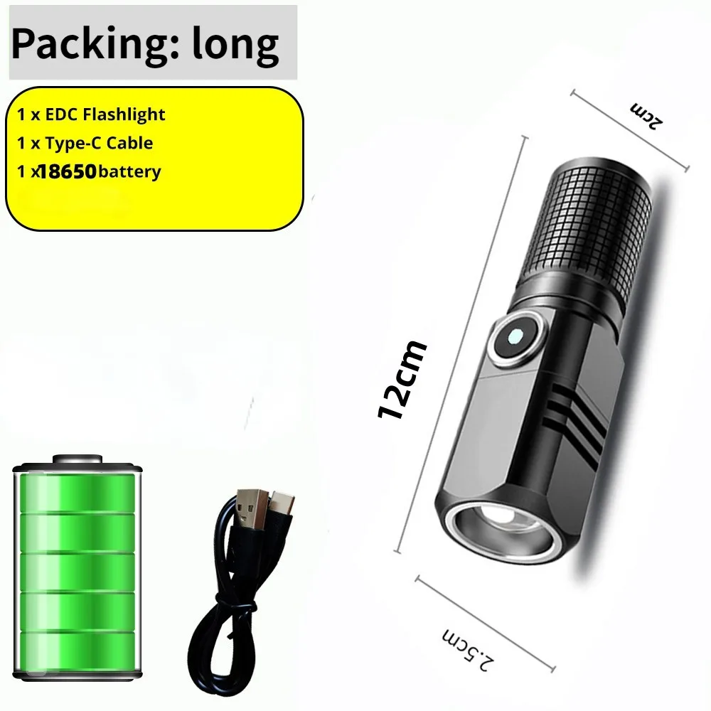 Superheldere MINI XHP50 LED-zaklamp USB-zaklamp Oplaadbare zoomvislantaarn Krachtige 3-verlichtingsmodus campinglamp