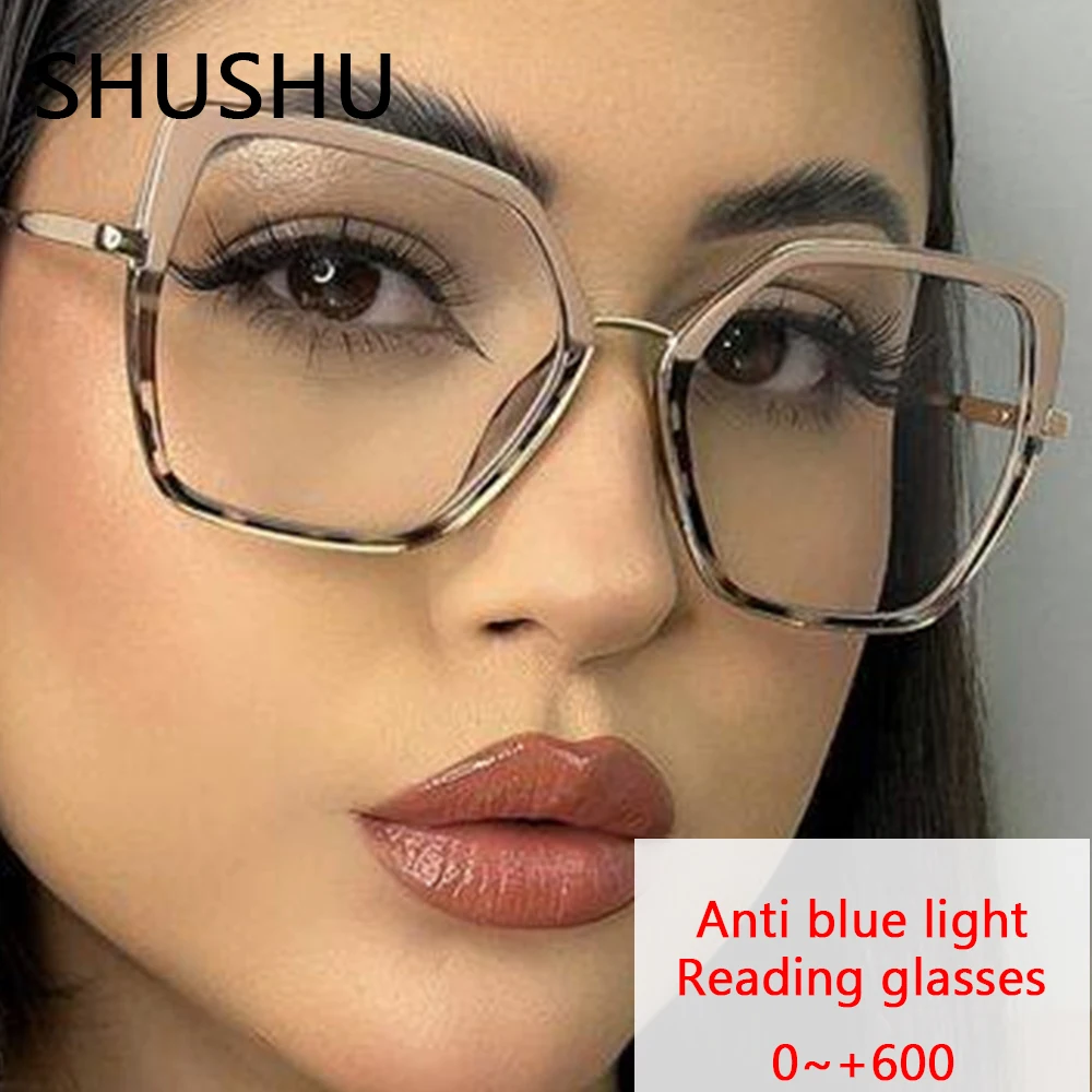 

Oversize Polygon Big Frame Reading Glasses Presbyopic Eyewear Male Female Hyperopia Glasses With Diopter +0.5 +1.0 +1.25 To +6.0