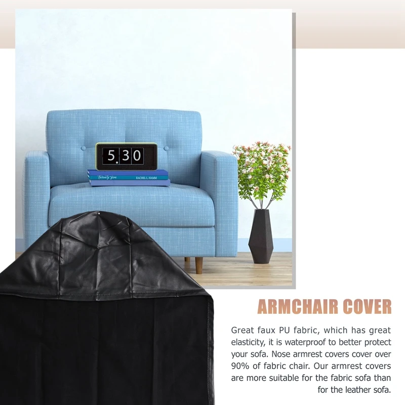 Armchair Arm Covers, 2Pcs Armrest Cover Ultra Thick And Soft PU Leather Stretch Arm Cover For Recliners Sofas Chairs