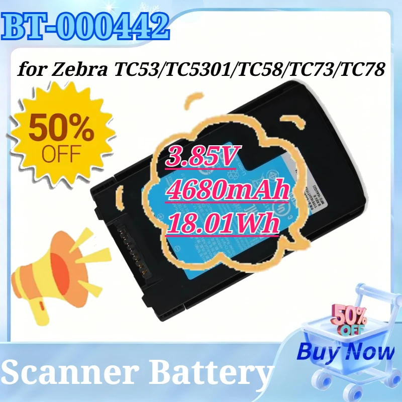 

BT-000442 3.85V 4680mAh 18.01Wh Barcode Scanner Battery Replacement for Zebra TC53 TC5301 TC58 TC73 TC78 Mobile Terminal Battery
