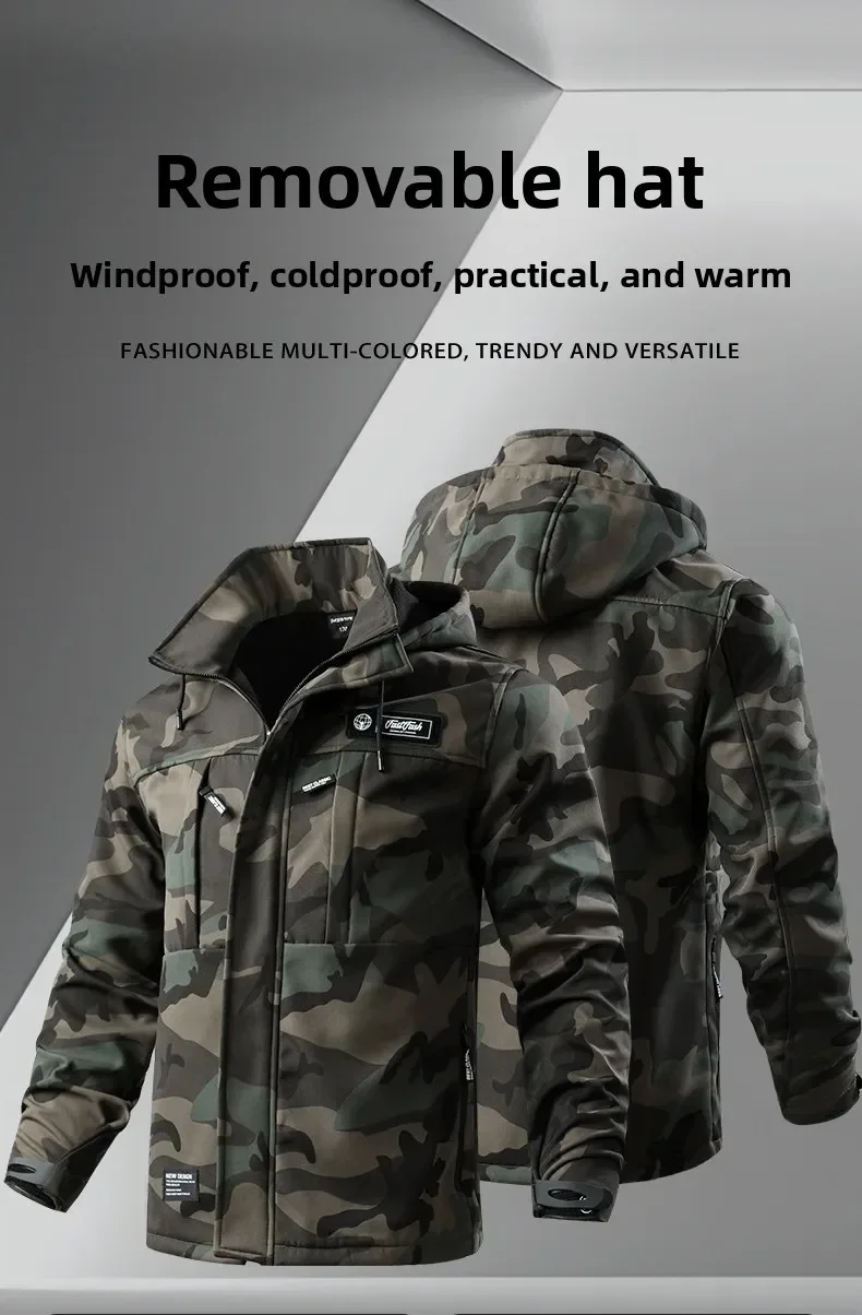 Wasserdichtes Herren-Arbeitskleidungsset mit warmem Faltenfutter für Herbst- und Winter-Outdoor-Radfahren, langlebiges Set für Herren-Winterset – Detail 10