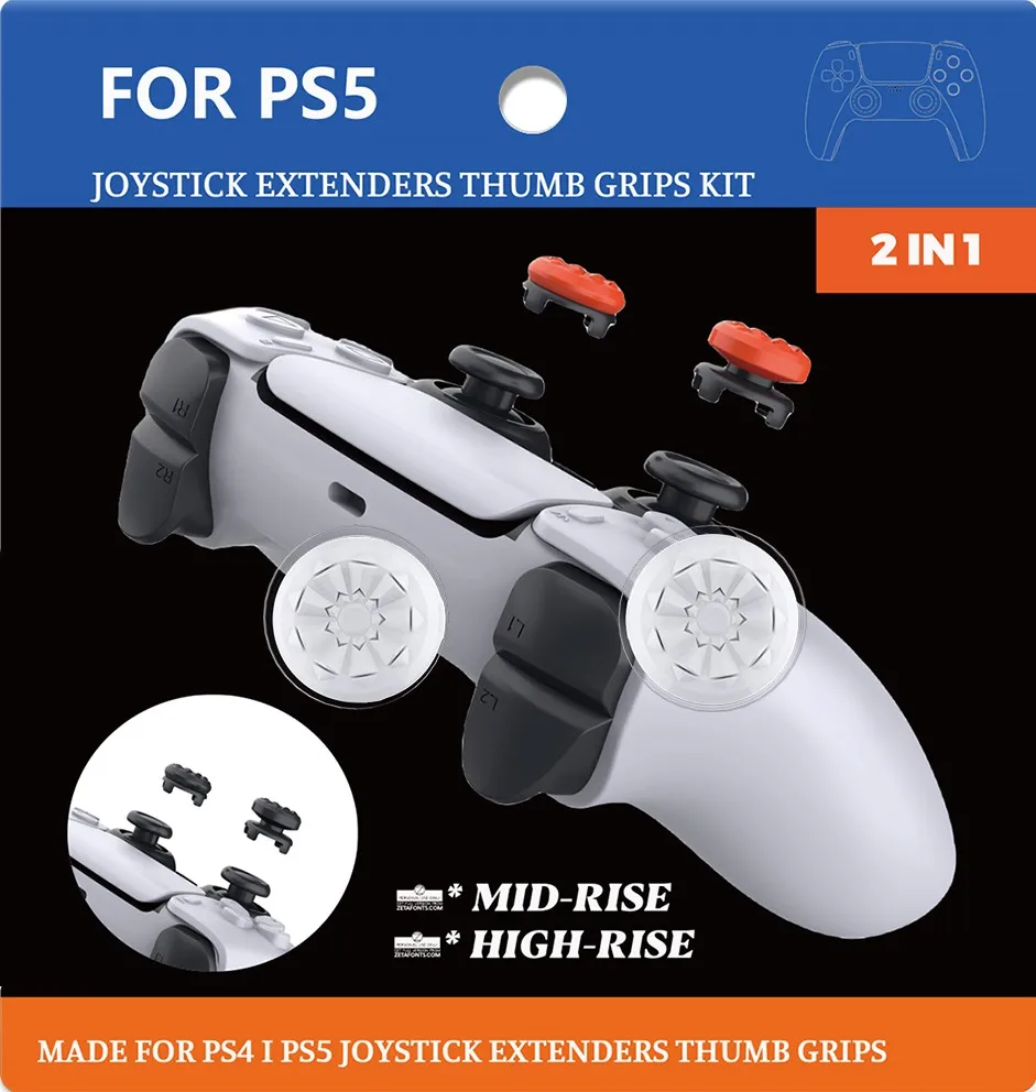 For PS5 Playstation 5 PS4 Playstation 4 Gaming Joystick extenders Enhanced thumb Grip Caps Kit Thumbsticks High-Rise Mid-Rise