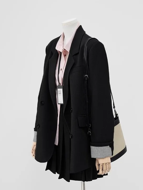 بليزرات طويلة امرأة ربع توالت منصات الكتف القمم المرأة خمر الألوان الصغيرة ملابس خارجية منقوشة الدعاوى طباعة منصة واحدة