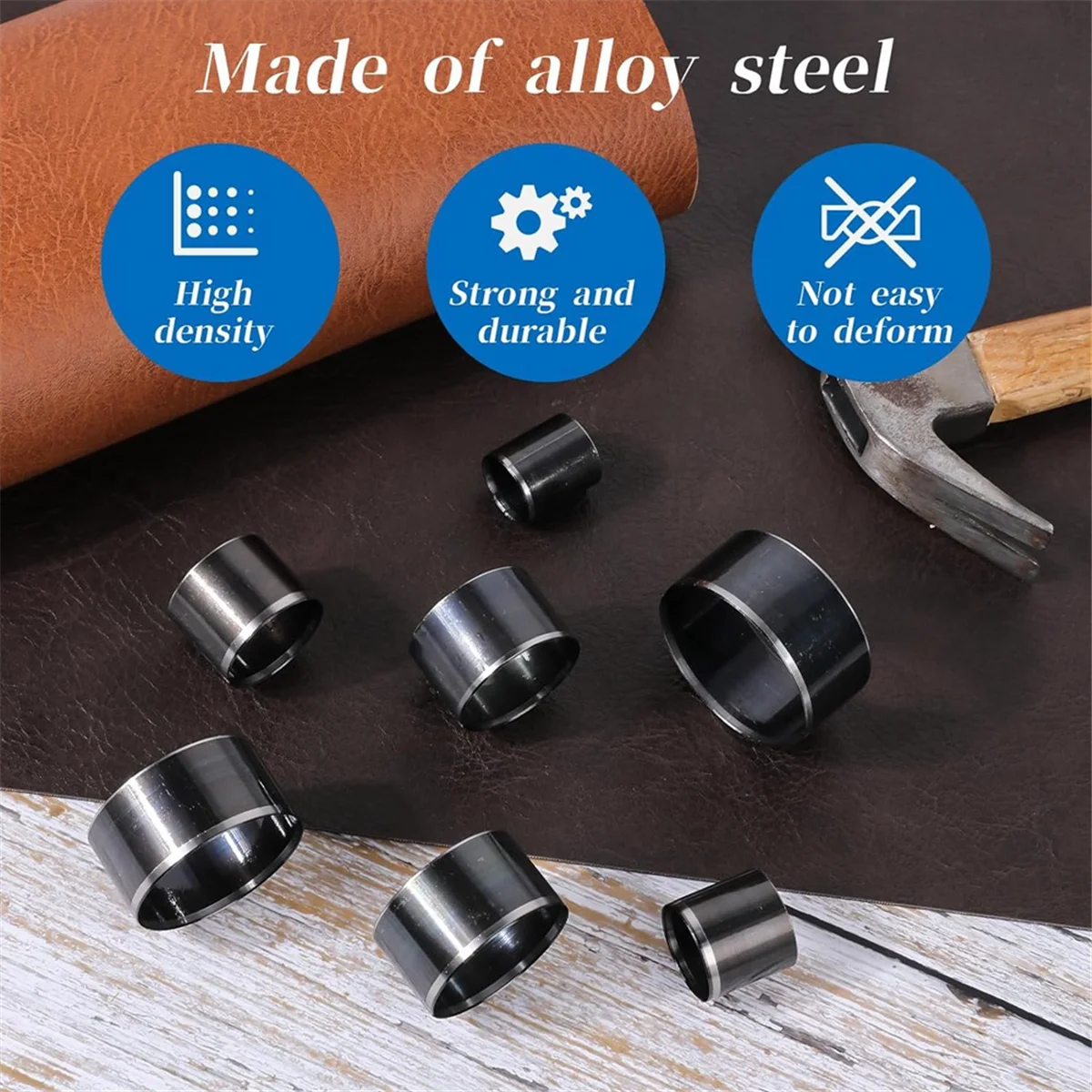 High-end 7 Sizes Hole Punch Set Leather Circle Cutter Tool Set Round Hole Punch 20mm - 50mm Hollow Punch Cutter Tool Set