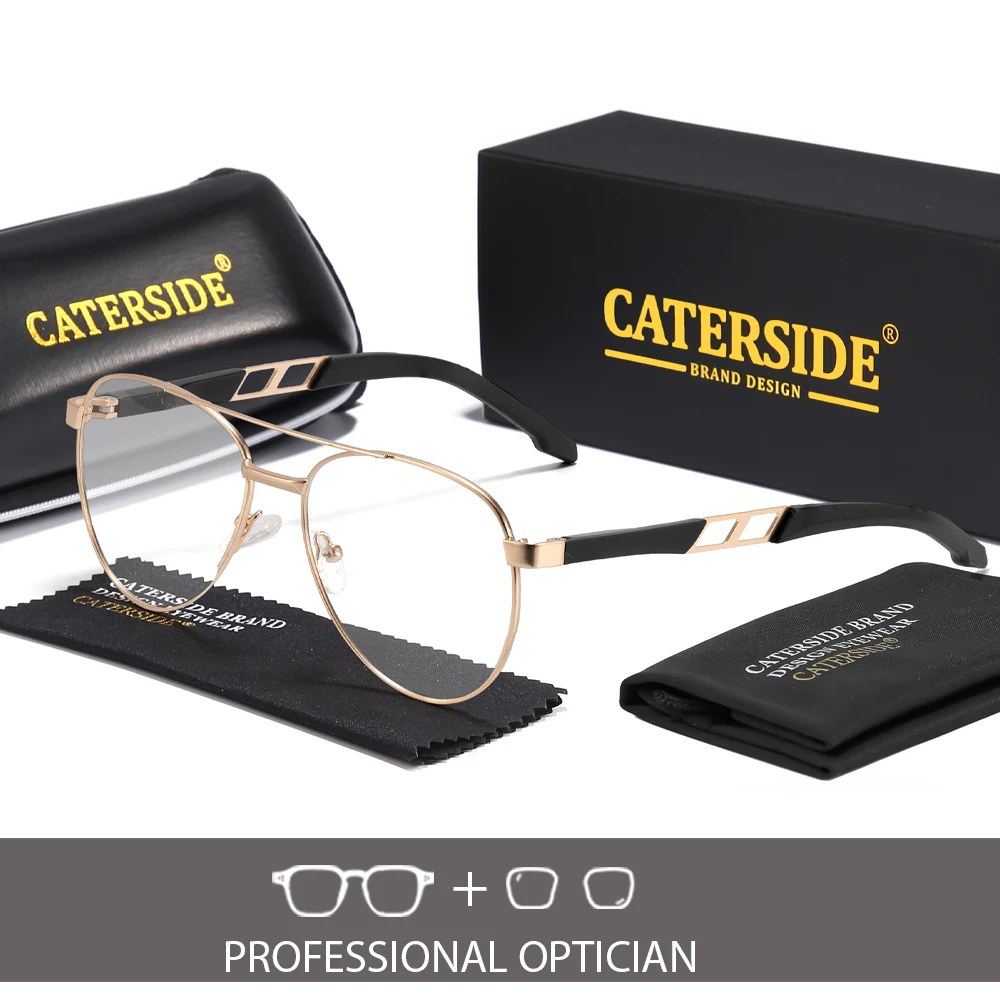 

CATERSIDE Деловые мужские оптические очки Классический дизайн в металлической оправе Индивидуальные очки по рецепту Женские очки для чтения