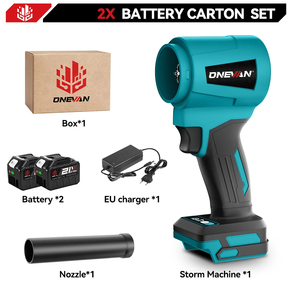 ONEVAN 400 M/S 4000 W High Power Borstelloze Turbo Blower Fan Elektrische Luchtblazer Jet Fan Sneeuwblad stof Tool Voor Makita Batterij Pin