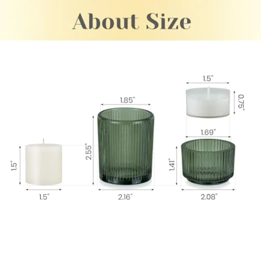 Glass Tealight Candle Holder: 24 Pcs Votive Tea Lights Candle Holder Ribbed Tea Light Holders Fall Decorations for Thanksgiving