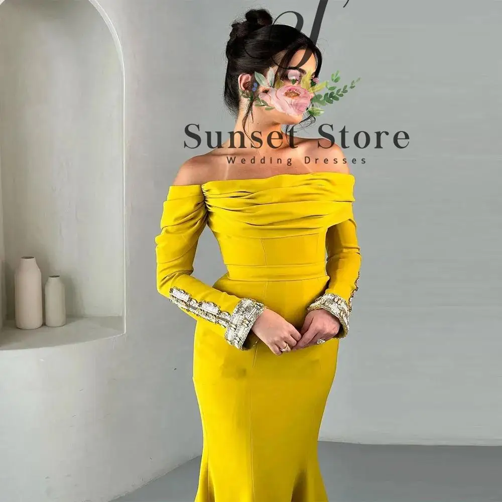 Szyte na miarę proste sukienki na studniówkę dla kobiet, piękne suknie wieczorowe syreny z długim rękawem, modne sukienki na przyjęcia celebrytów, Vestidos De Noche
