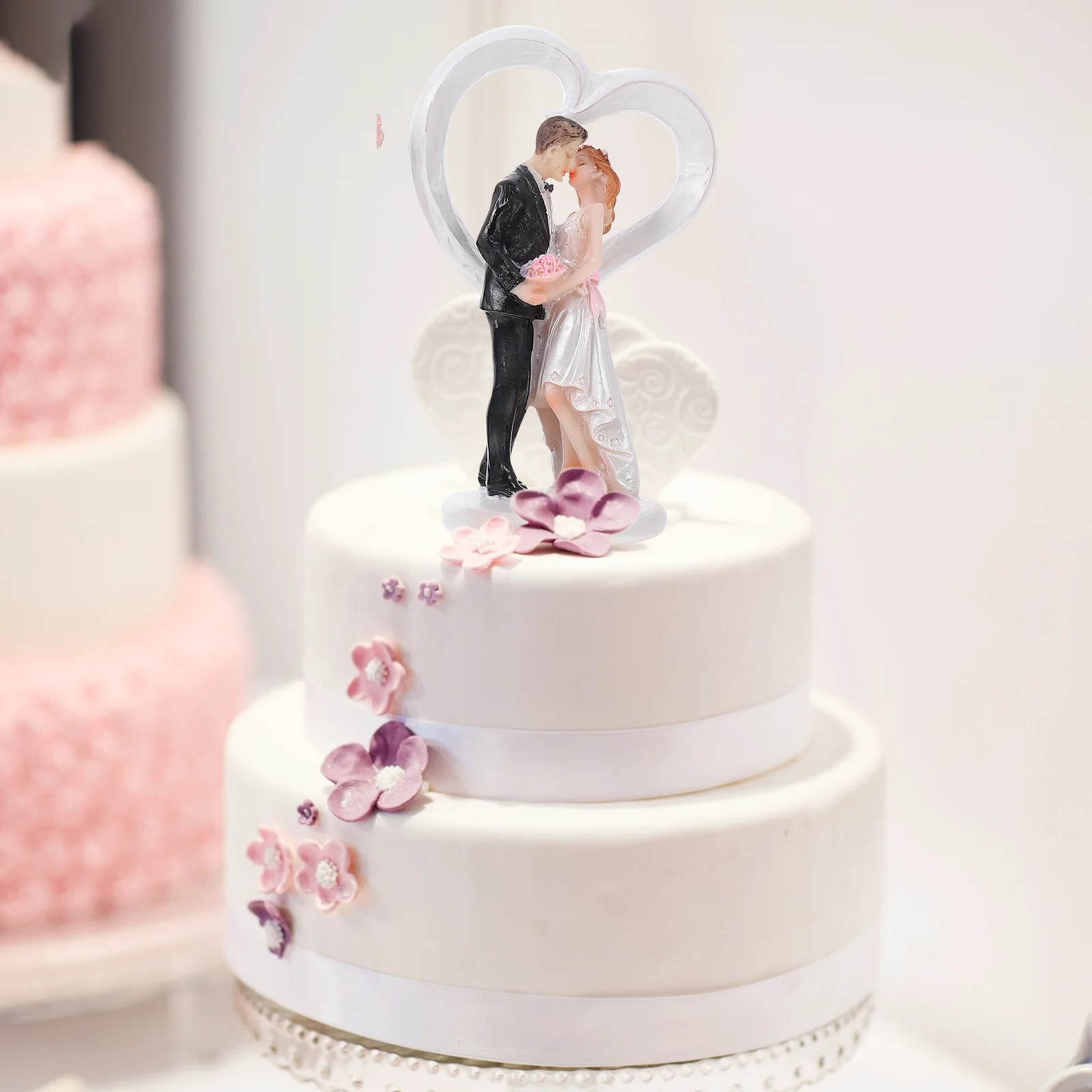 

2 Pcs Decoration Wedding Figurines Couple Figure White Cake Toppers Bride and Groom