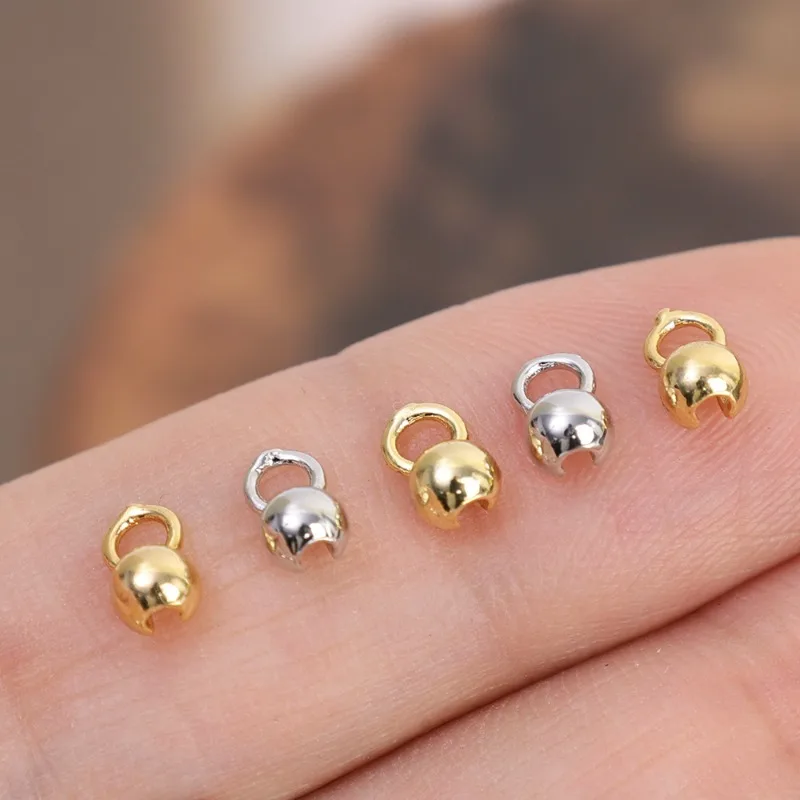 DIY Necklace Connecting Buckle Jewelry Bead Tip Chain Connector Bracelet End Wrap Wire Lock Catch Ornament Coupling Link Button