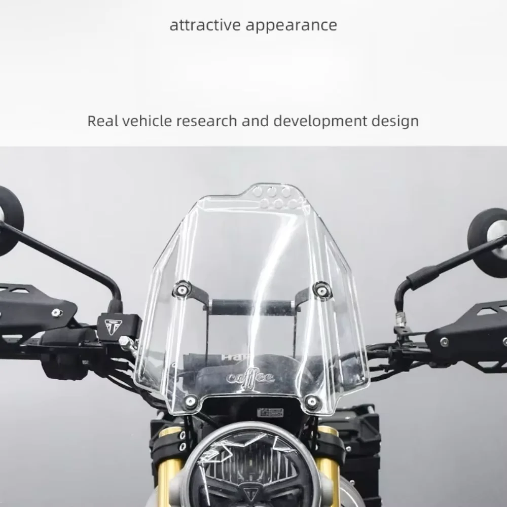 FOR Adjustable Clear Windshield Cover Front Wind Deflector with Navigation Cross Bar for Scrambler 400X Motorcycle Accessory