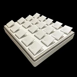 Jewelry Counter Display Tray 20 Grids Earrings Pendant Storage Tray Silver Gray and White Props Display Rack Jewelry Stand