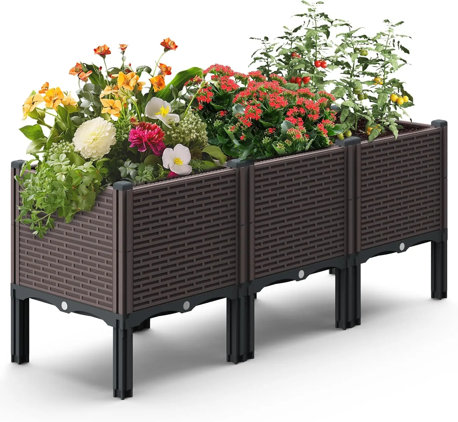

47x15x19in Raised Garden Beds Outdoor, Polypropylene Elevated Planter Boxes Outdoor for Vegetables, Flowers, Herbs, Garden Box w