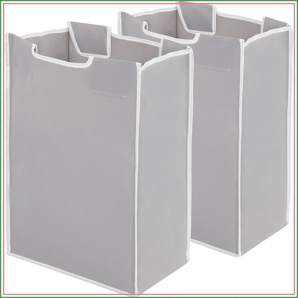 2-Pack Laundry Sorter Replacement Bags, Gray, Oxford Fabric, Fits Most Standard Frames, 25lbs Capacity, Foldable & Waterproof