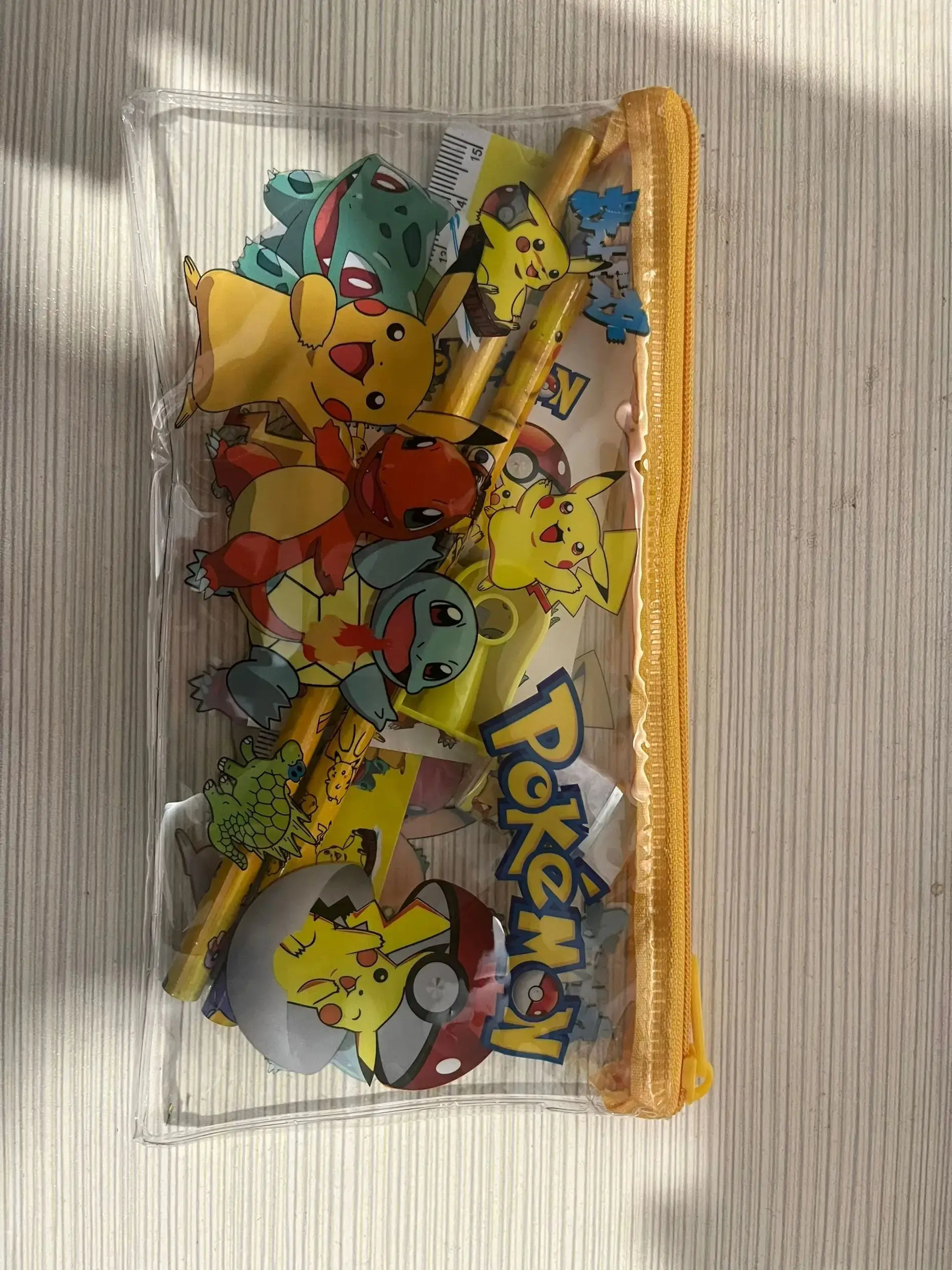 5pcs/Set Pikachu Pokemon Anime Stationary Set Cartoon Pencil Ruler Eraser Pencil Sharpener Mini Notebook Set Student Toys Gift