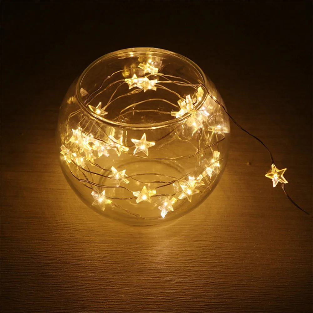 20/30/40 LED Star Fairy String Lights Battery Operated Copper Wire Starry Light for Bedroom Christmas Wedding Party Decoration