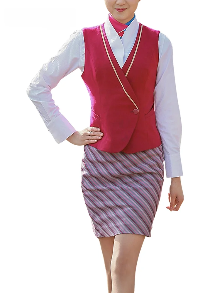 China Southern Flight Attendant Uniform White Shirt Women Aviation Uniform Flight Attendant Interview Job Striped Dress Busin...