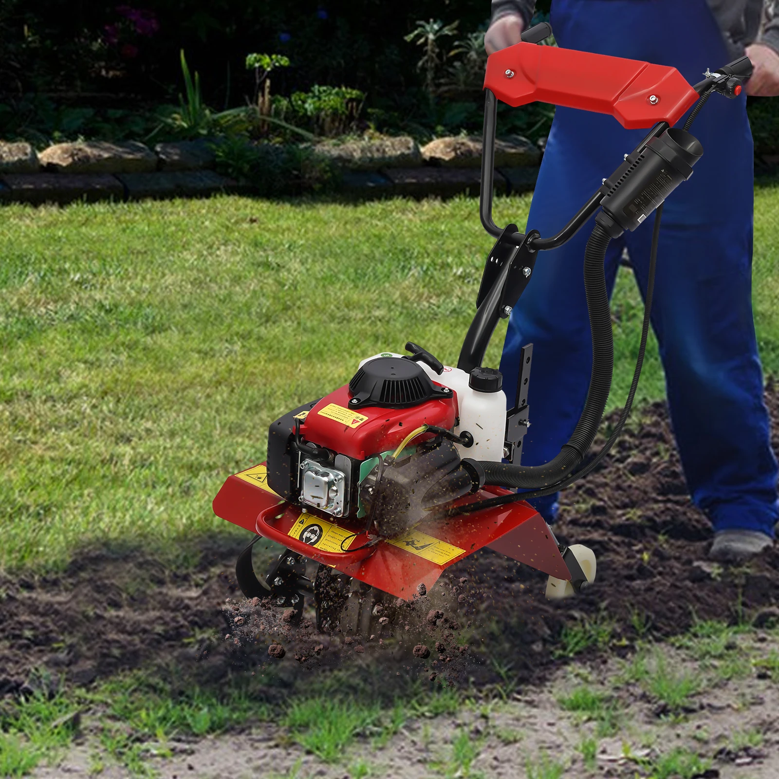 Modern 63CC Cultivator 4 Stroke Engine Manual Lawn Mower Full-Size Front Tine Tiller Air Cooled 1.6kw Brush Cutter 9000RPM