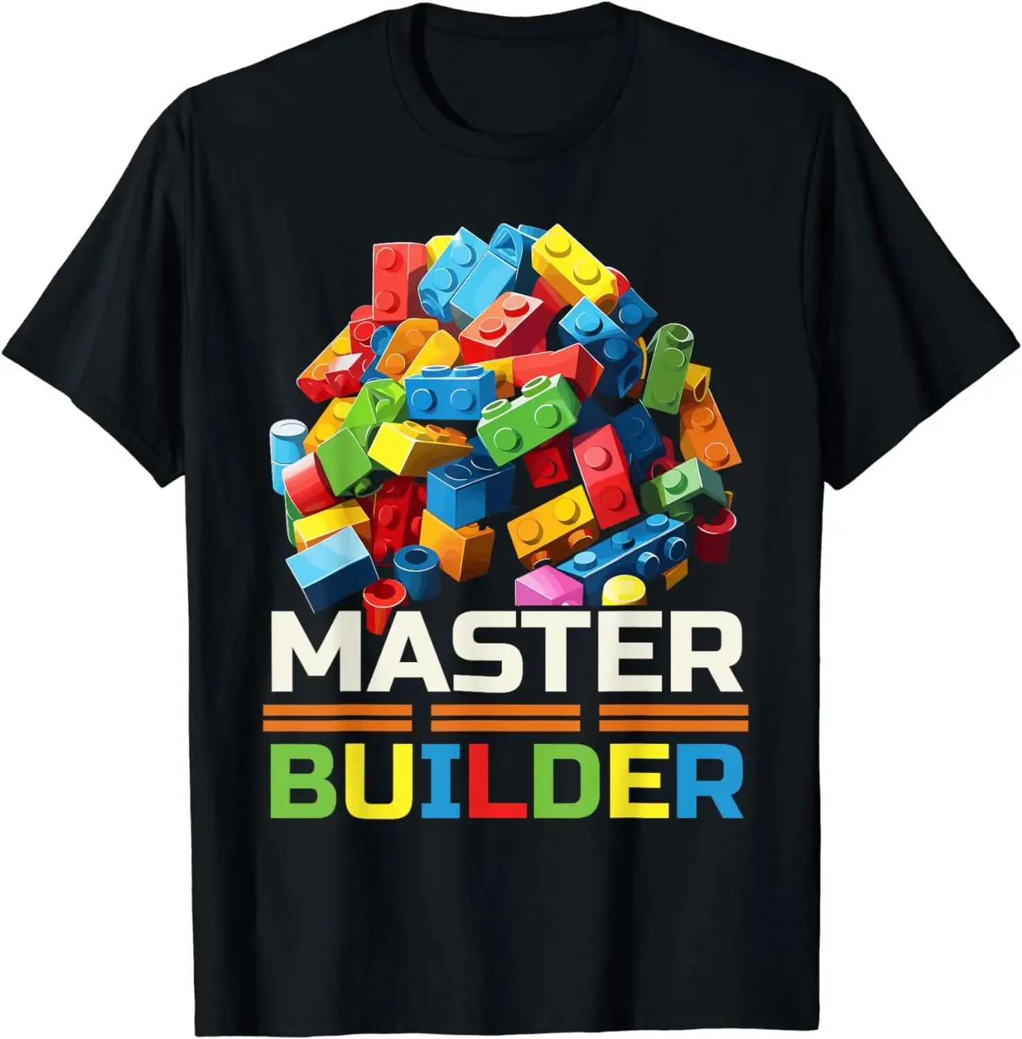 T-Shirt Master Builder Kids Building-Blocks Brick Toy Master oversized t shirt men clothing Funny Clothes Men Clothing Tops Tees