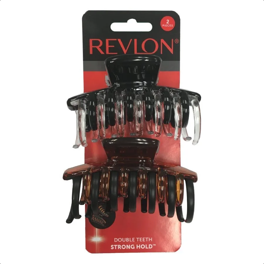 

REVLON Strong Hold Hair Claw Clips Brown Black 2 Count
