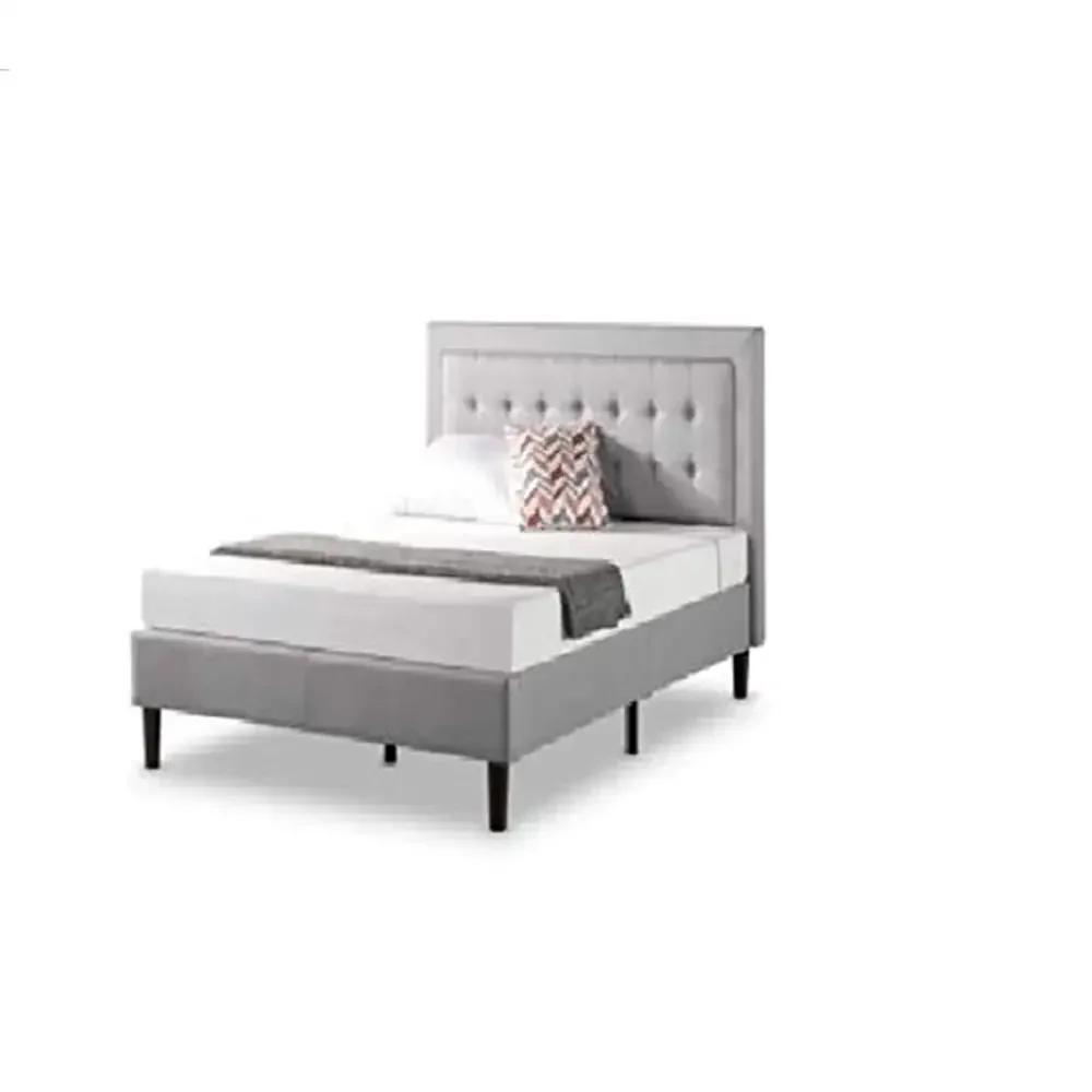 Upholstered Platform Bed Wood Slat Support Queen Size No Box Spring Needed Easy Assembly Dachelle Timeless Design 700lbs Max