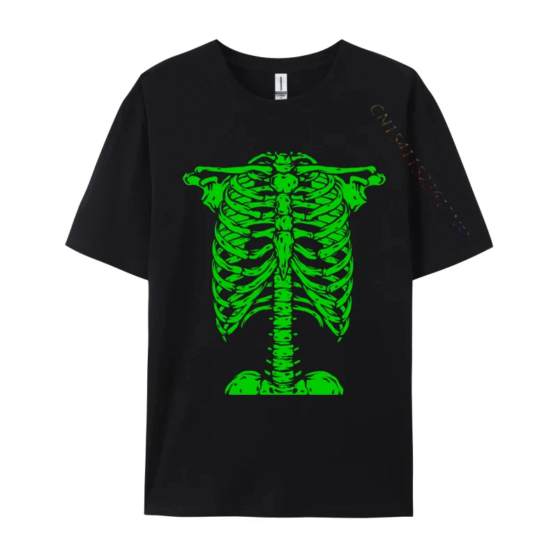 Skeleton Green Rib Cage Bone Costume Halloween Graphic X Ray Cotton Tees Plain Men T-shirts Casual Printed On T Shirt Wholesale