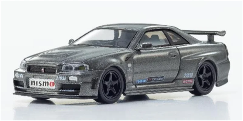 [PreSale] Kyosho 1:64 SKYLINE GT-R with LED  Gray (NISMO BNR34 CRS Version) / MOTN LED BASE SYSTEM Diecast Model Car