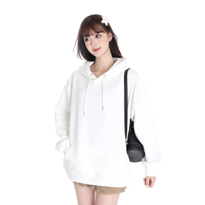 CASUMANL Brand 2024 Spring New Hoodies Women Vintage Solid Color French Style Hooded Sweatshirts Females Baggy Daily Streetwear