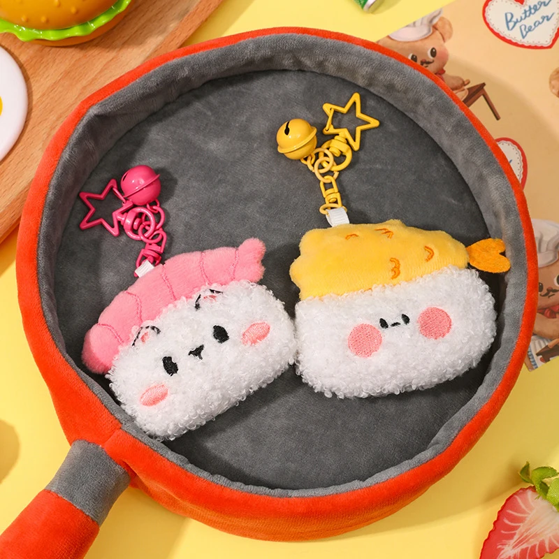 

8.5*6.5cm Cartoon Sushi Plush Keychain Creative Food Keyring Bag Pendant Backpack Hanging Decoration Key Holder Kids Couple Gift