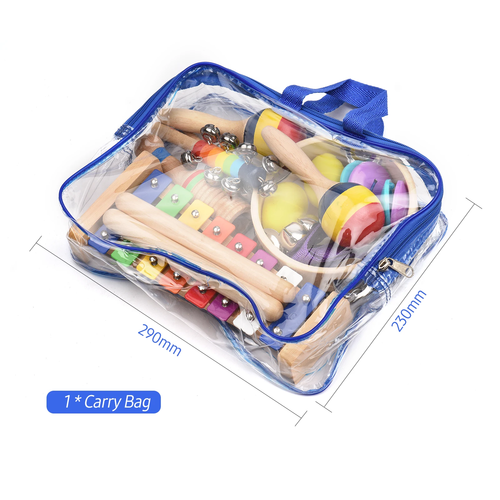 13 pçs crianças instrumentos musicais brinquedos com saco de transporte instrumentos de percussão de madeira colorida educação precoce presentes para crianças