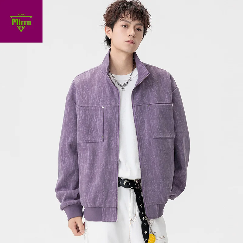 

[Mirrordust]2025Autumn New American plus Size Korean Style Casual Jacket Coat Men's Loose Multi-Color Warm TopM-8XL