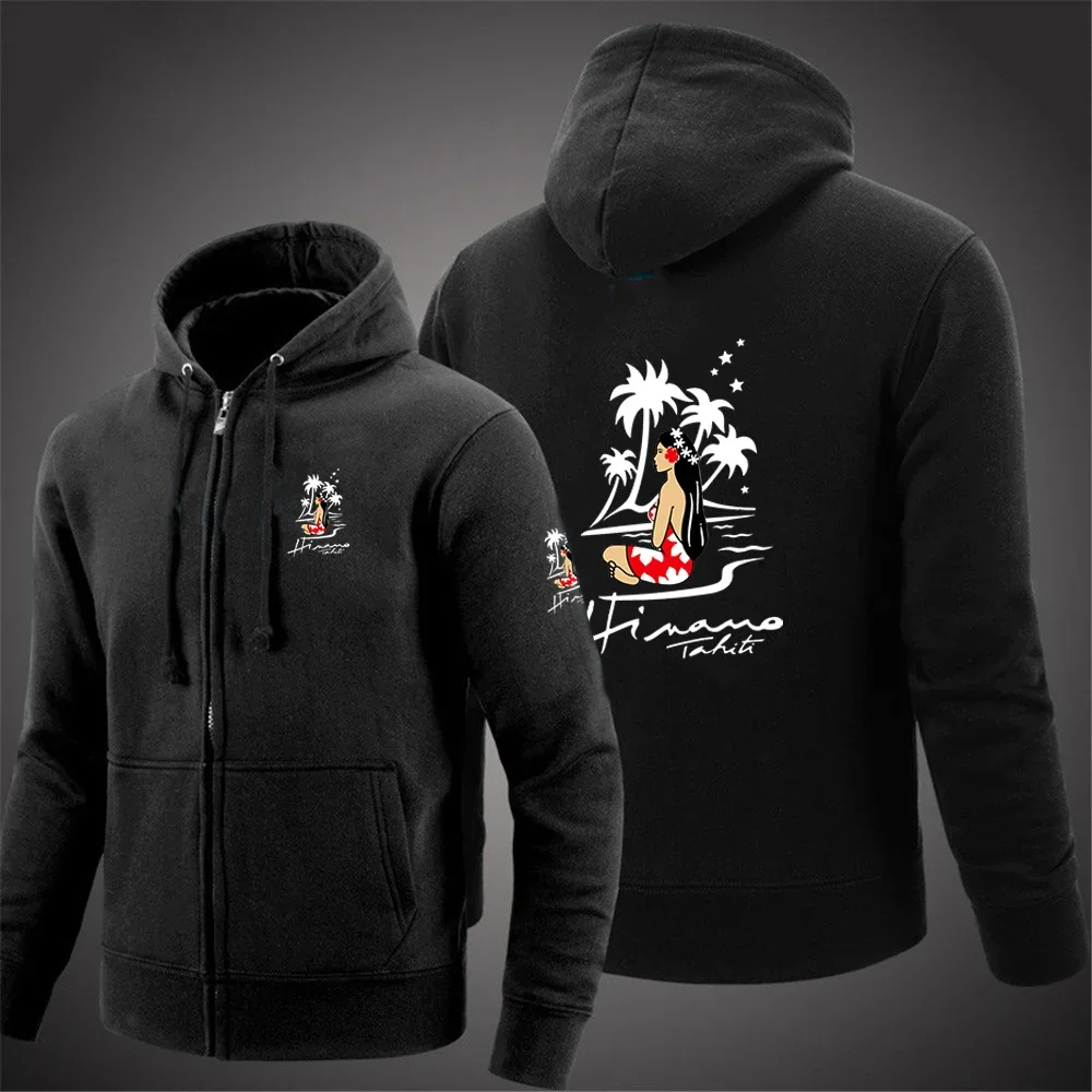 

2024 Hinano Tahiti Beer Logo Print Spring Autumn Men's High Quality Long Sleeve Loose Hooded Pullover Comfortable Cotton Hoodies