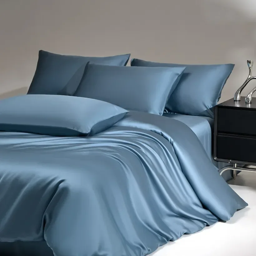 3/4pcs Mulberry Silk Bedding Set Duvet Cover Flat Sheet Pillowcase Set Natural Silk Single Queen King Duvet Set Gift Box