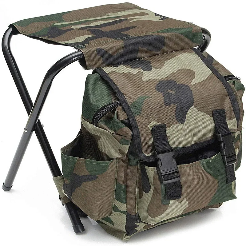 Portable Fishing Chair Folding Seat Large Capacity Camouflage Chair Bag Fishing Chair Backpack