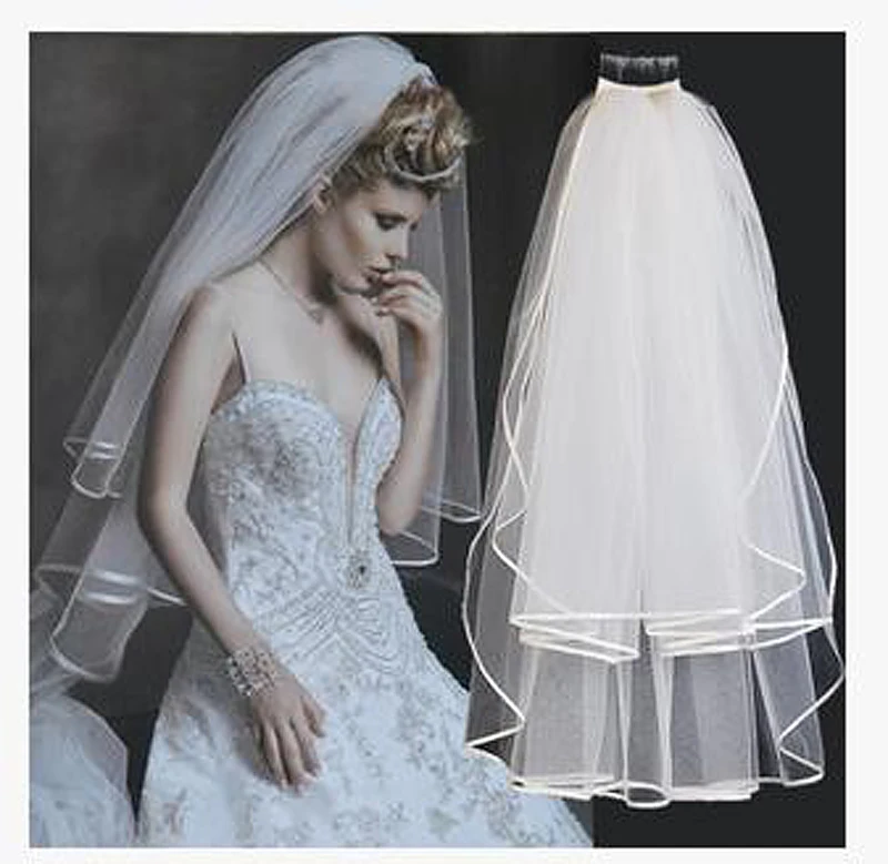 

Short Wedding Two Layers Satin Edge Birdcage Veil Bridal High Quality Tulle