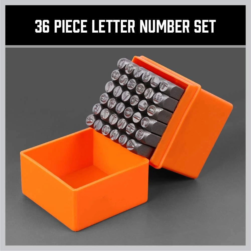 36-Piece 3mm Number & Capital Letter Stamp Set (A-Z & 0-9) Punch Perfect for Imprinting Metal, Plastic, Wood, Leather